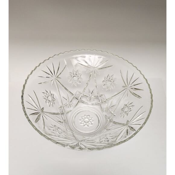 ANCHOR HOCKING Clear Prescut 1960s Star Of David Patterned Punch Bowl Set 22 - Picture 3 of 9